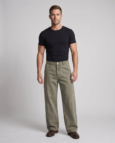 Herren Weite Twill-Hose mit Utility-Nähten Shop Nory