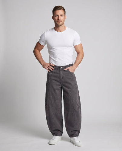 Herren Weite Utility-Palazzo-Hose aus schwerem Twill mit Paneelnähten Shop Nory