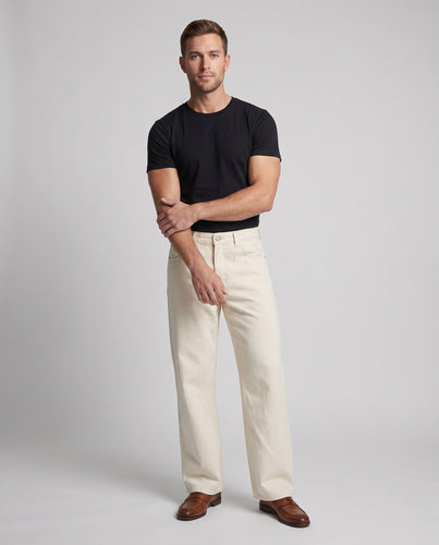 Herren Weitfallende Baumwoll-Twill-Palazzo-Jeans mit minimalistischer Nahtführung Shop Nory