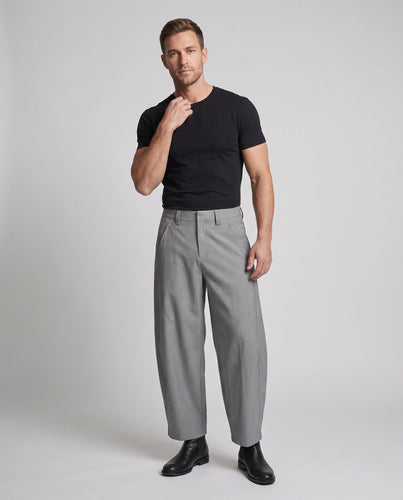 Herren Weitfallende Palazzo‑Hose mit glattem Finish und geradem Bund Shop Nory