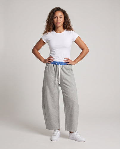 Damen Weite Cropped-Jogginghose mit kontrastbund und Kordelzug Shop Nory