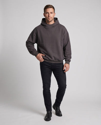Herren Boxy-Kapuzenpullover mit hohem Schalkragen und überlappender Kapuze Shop Nory