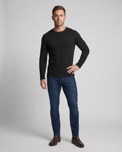 Herren Langarm-Basics-Shirt aus Baumwoll-Jersey mit Rundhalsausschnitt Shop Nory