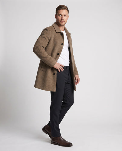 Herren Wollmix-Kurzmantel mit Hemdkragen und verdeckter Knopfleiste Shop Nory