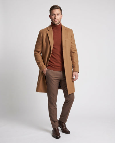 Herren Taillierter Wollmix‑Langmantel mit Boucléstruktur und Revers Shop Nory