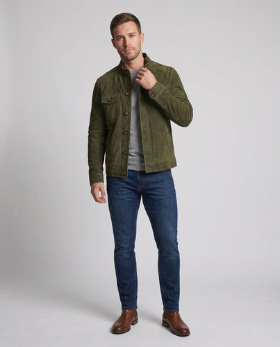 Herren Velourslederjacke mit Stehkragen und Brusttaschen Shop Nory