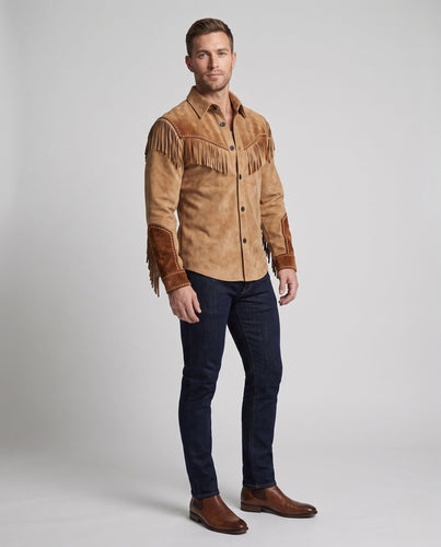 Herren Wildleder-Fransenhemd im Westernstil Shop Nory