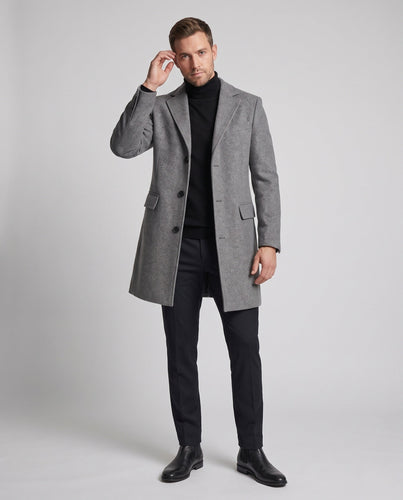 Herren Wollmantel mit schmaler Passform und Reverskragen Shop Nory
