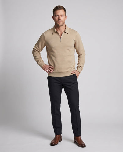 Herren Feinstruktur-Halbzip-Pullover mit Kentkragen und Rippbündchen Shop Nory