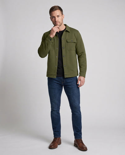 Herren Gepolsterte Hemdjacke mit Karo-Steppstruktur und Druckknöpfen Shop Nory