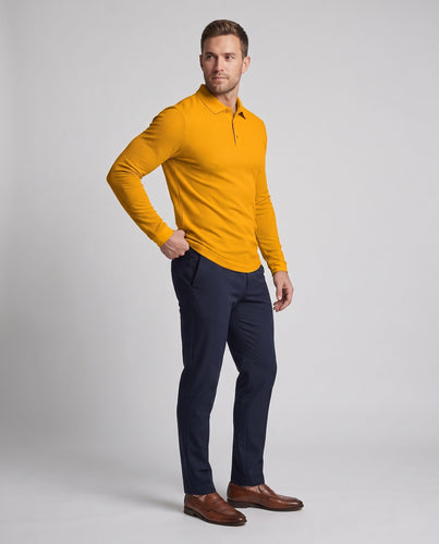 Herren Langärmeliges Polohemd aus Strukturjersey mit Knopfleiste Shop Nory