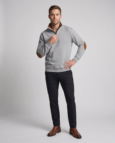 Herren Quarter-Zip Sweatshirt mit Ellenbogenpatches und Stehkragen Shop Nory