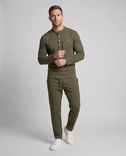 Herren Relaxed-Loungewear-Set mit Henley-Stehkragen und Bundfalten-Jogger Shop Nory