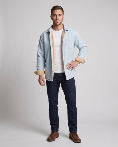 Herren Wärmegefüttertes Hemdjacke-Overshirt aus Baumwolltwill mit Plüschfutter Shop Nory