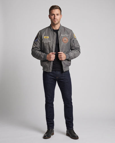 Herren Bomberjacke im Military-Stil mit Stick- und Patch-Details Shop Nory