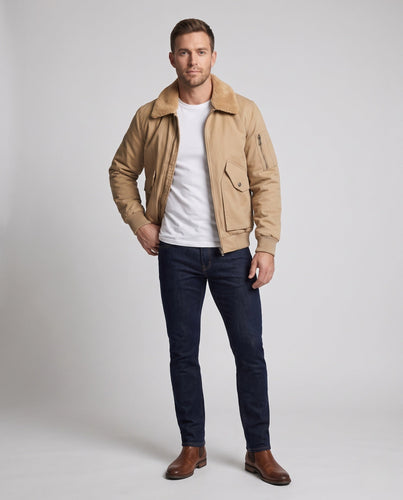 Herren Desert-Utility-Bomber mit gesteppter Thermofütterung und Faux-Fell-Kragen Shop Nory