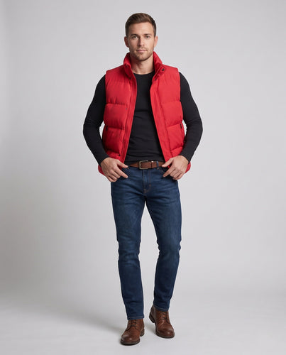 Herren Gefütterte Steppweste mit hohem Kragen, winddichtem Außenmaterial und verstellbarem Saum Shop Nory