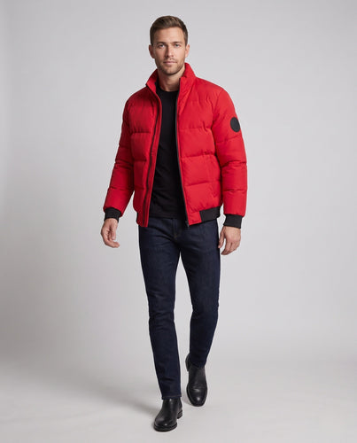 Herren Gepolsterte Bomber-Steppjacke mit hoher Wattierung und Rippbündchen Shop Nory