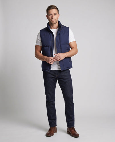 Herren Isolierte Steppweste im Urban-Layering-Stil mit hohem Stehkragen und Zwei-Wege-Reißverschluss Shop Nory