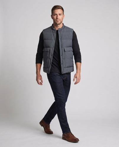 Herren Minimalistische Thermo-Utility-Weste mit Druckknopffront und großen Klappentaschen Shop Nory