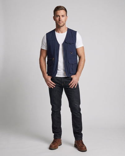 Herren Multifunktionale Cargo-Utility-Weste mit Reißverschluss, Mesh‑Futter und D‑Ring Shop Nory