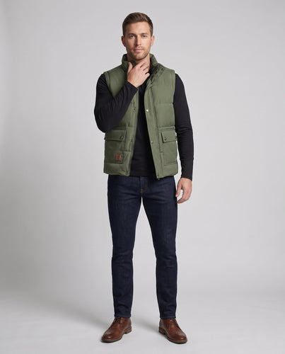 Herren Thermisch gefütterte Outdoor-Steppweste mit Sherpa-Innenfutter, hohem Stehkragen und Klappentaschen Shop Nory