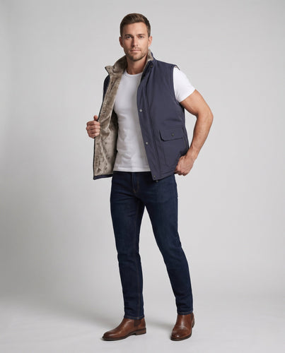 Herren Thermo-Steppweste mit Teddyfutter, winddichter Softshell‑Außenlage und Multifunktionstaschen Shop Nory