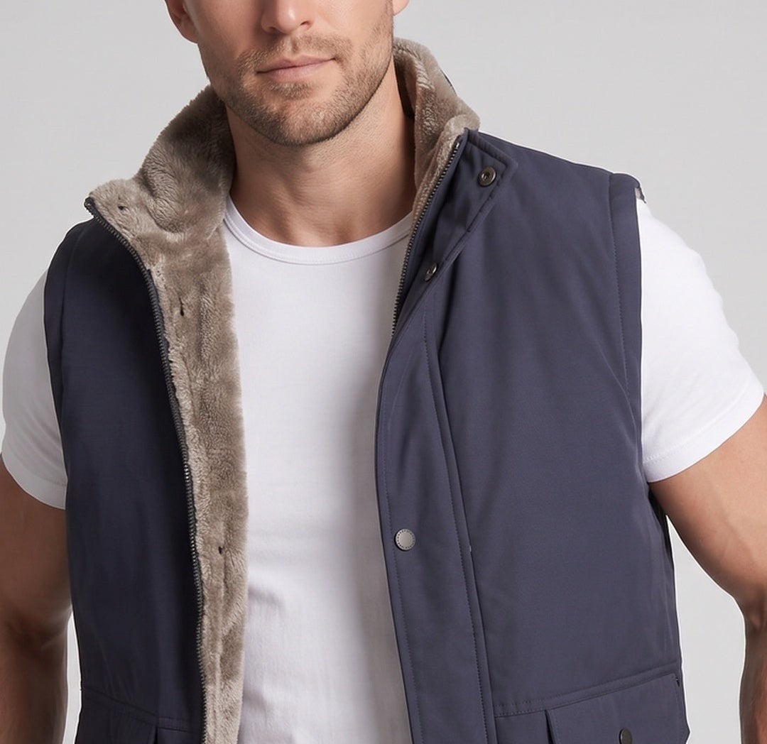 Herren Thermo-Steppweste mit Teddyfutter, winddichter Softshell‑Außenlage und Multifunktionstaschen Shop Nory