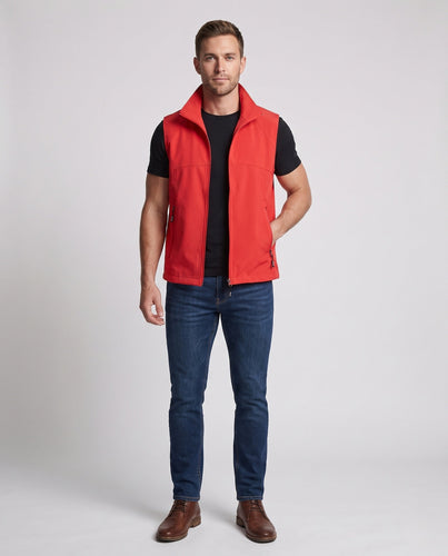 Herren Ultraleichte Atmungsaktive Softshell-Weste mit Mesh-Innenfutter, hohem Stehkragen und Reißverschlusstaschen Shop Nory