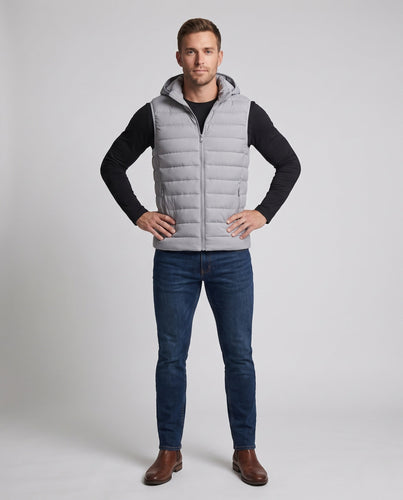 Herren Ultraleichte Kapuzen-Steppweste mit Thermofüllung und Reißverschlusstaschen Shop Nory