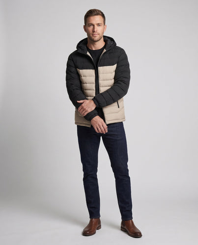 Herren Ultraleichte Steppjacke mit Kapuze, Thermopanelen und Reißverschlusstaschen Shop Nory