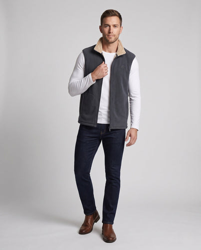 Herren Wärmende Fleece-Thermoweste mit Sherpa-Kragen und Eingrifftaschen Shop Nory
