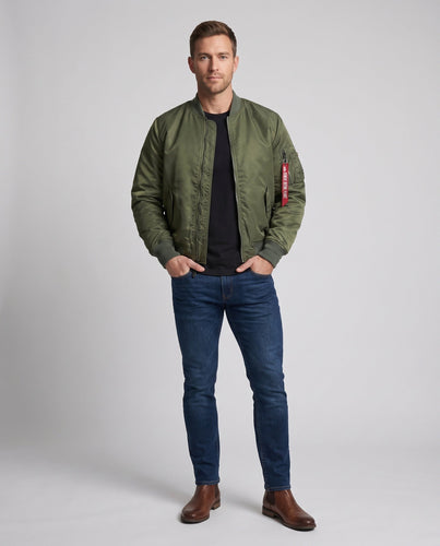Herren Bomberjacke im Pilotenstil mit wattierter Thermoisolierung, wasserabweisender Nylonhülle und Ärmel-Taschendetail Shop Nory
