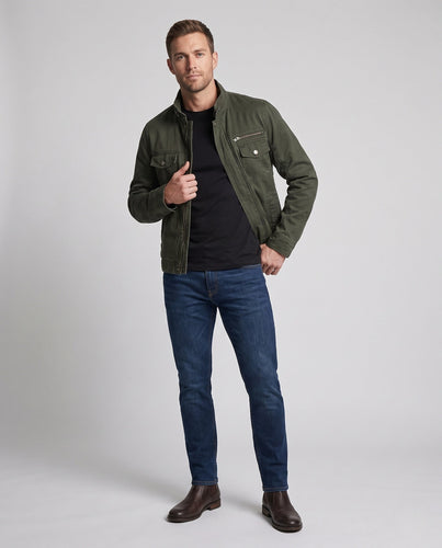 Herren Canvas-Outdoorjacke im Mechaniker-Look mit Stehkragen, Brustreißverschluss und Utility-Taschen Shop Nory