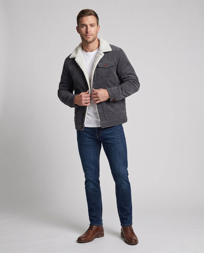 Herren Cord-Workerblouson mit wärmender Sherpa-Innenfütterung und Hemdkragen Shop Nory