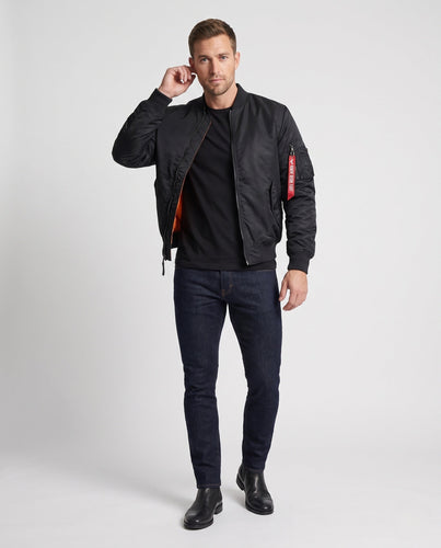 Herren gefütterte Nylon-Bomberjacke im Aviator-Stil mit Thermo-Isolierung und Utility-Ärmeltasche Shop Nory