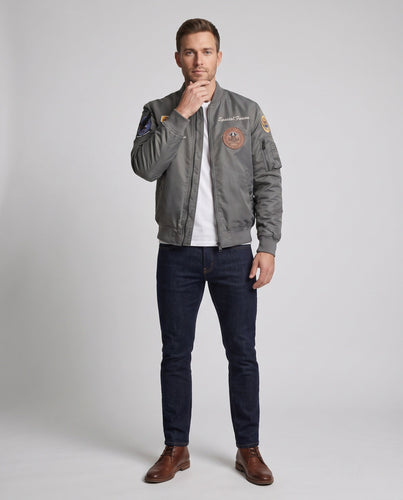 Herren gesteppte Flieger-Bomberjacke mit Patch-Applikationen und thermischer Wattierung Shop Nory