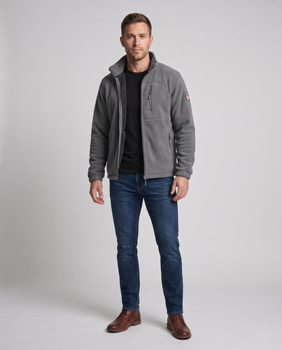 Herren Hochflor Thermofleecejacke mit Teddyfutter, Stehkragen und Reißverschlusstaschen Shop Nory
