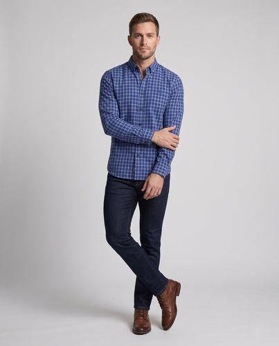Herren Kariertes Baumwoll-Flanellhemd mit Button-Down-Kragen und taillierter Passform Shop Nory