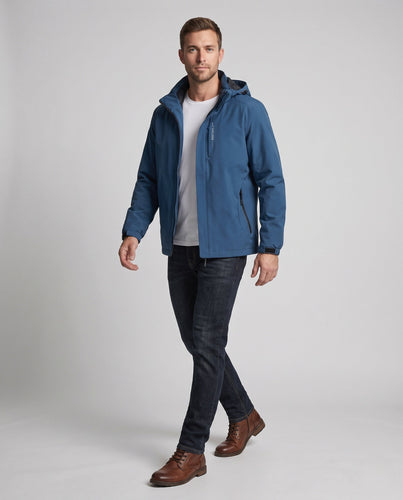Herren Leichte Softshelljacke mit Kapuze, wasserabweisender Außenhülle und verdecktem Reißverschluss Shop Nory