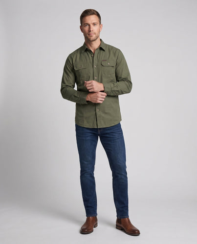 Herren leichtes Canvas-Overshirt im Utility-Worker-Look mit Pattentaschen Shop Nory