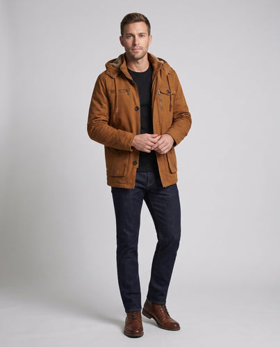 Herren warmer Utility-Fieldparka mit Teddyfutter, Kapuze und Mehrfach-Taschen Shop Nory