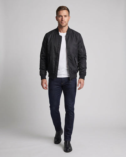 Herren wattierte Nylon-Bomberjacke mit Ärmeltasche, Stehkragen und Rippbündchen Shop Nory