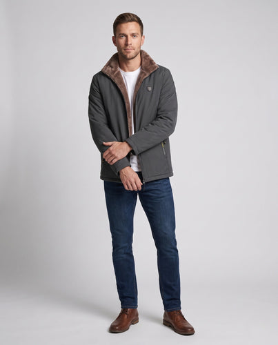 Herren Winddichte Thermo-Canvasjacke mit wärmender Kunstfell-Innenlage und hohem Kragen Shop Nory