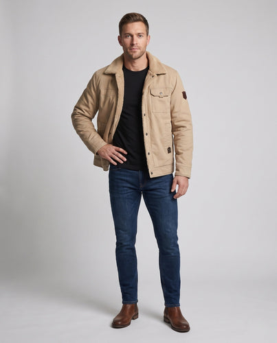 Herren Canvas-Utility-Blouson mit Sherpa-Innenfutter und Brustpattentasche Shop Nory