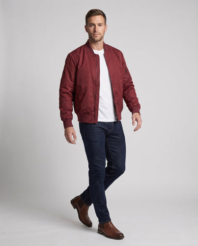 Herren kurz geschnittene Nylon‑Bomberjacke mit Utility‑Ärmeltasche und geripptem Bund Shop Nory