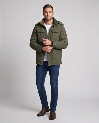 Herren kurz geschnittener Fieldparka mit gesteppter Thermofütterung und Teddykragen Shop Nory