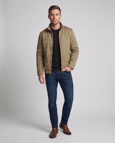 Herren leichte Canvas-Feldjacke mit Steppnähten und Stehkragen Shop Nory
