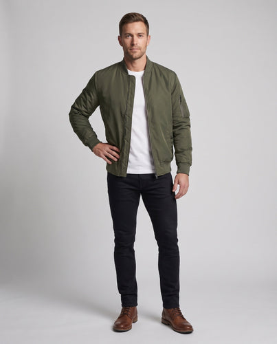 Herren leichter Nylon-Flightbomber mit Zwei-Wege-Reißverschluss und Ärmeltasche Shop Nory