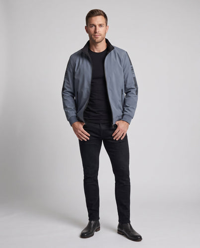 Herren leichter winddichter Softshell-Blouson mit Stehkragen und Reißverschlusstaschen Shop Nory